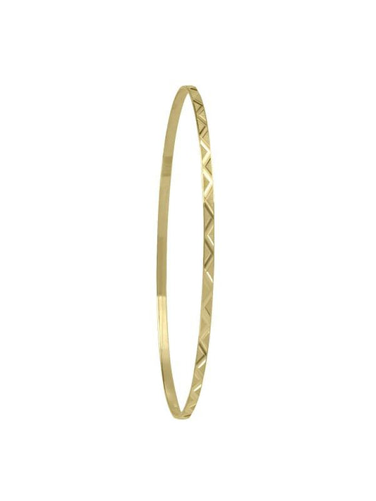 2MM YELLOW GOLD DIAMOND CUT SLIP ON BANGLE