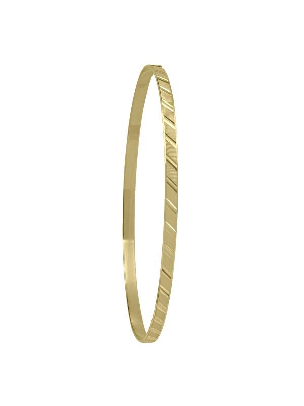 3MM YELLOW GOLD DIAMOND CUT SLIP ON BANGLE