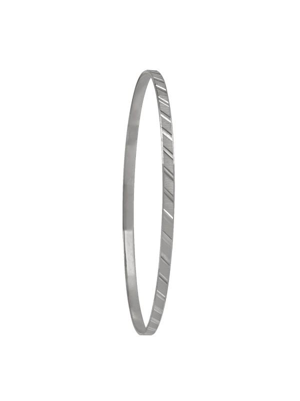 3MM WHITE GOLD DIAMOND CUT SLIP ON BANGLE