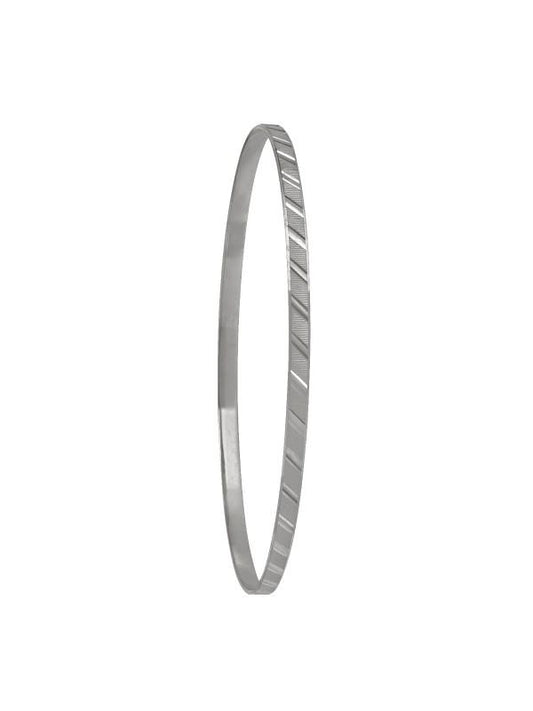 3MM WHITE GOLD DIAMOND CUT SLIP ON BANGLE