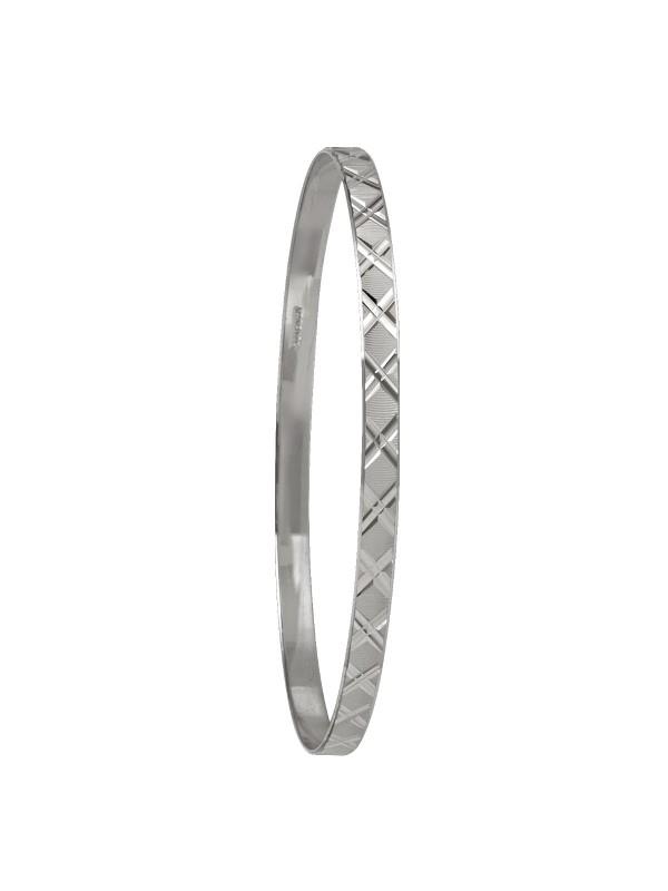 4MM WHITE GOLD DIAMOND CUT SLIP ON BANGLE