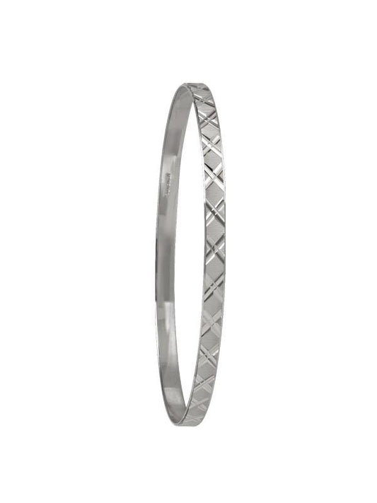 4MM WHITE GOLD DIAMOND CUT SLIP ON BANGLE