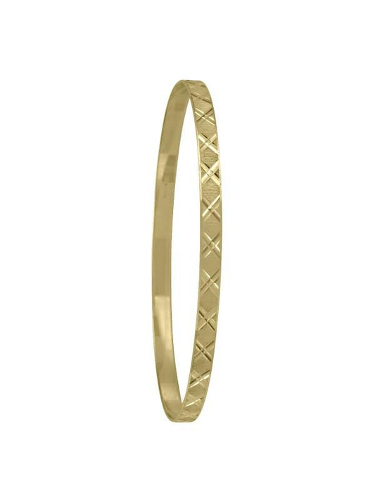 4MM YELLOW GOLD DIAMOND CUT SLIP ON BANGLE