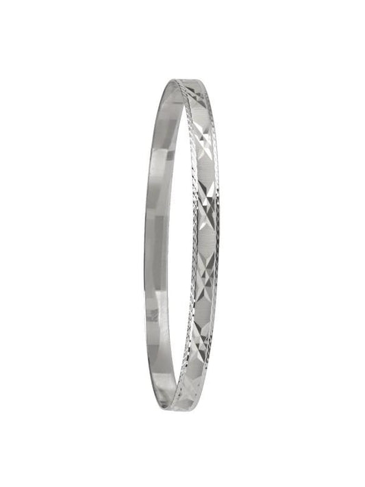 5MM WHITE GOLD DIAMOND CUT SLIP ON BANGLE