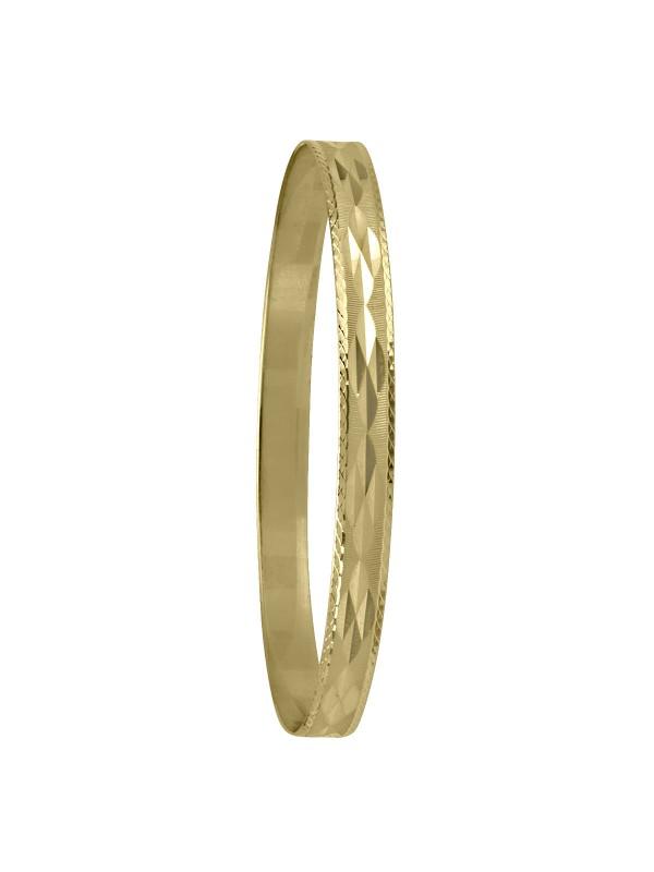 6MM YELLOW GOLD DIAMOND CUT SLIP ON BANGLE