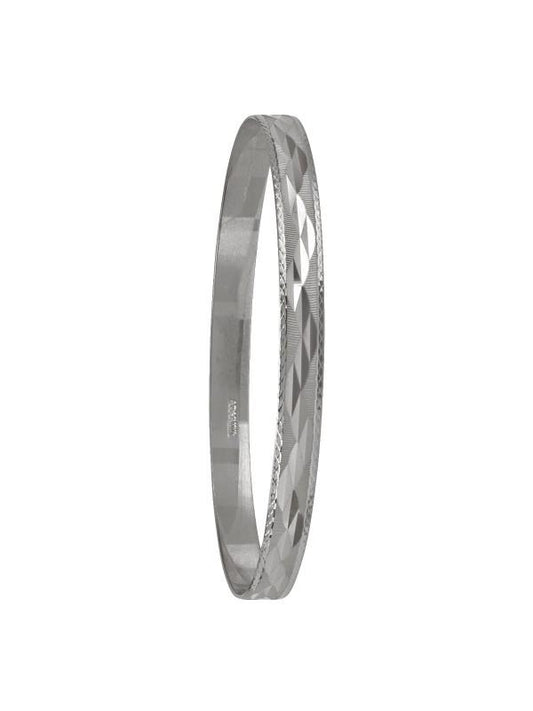 6MM WHITE GOLD DIAMOND CUT SLIP ON BANGLE