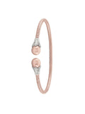 STERLING SILVER PINK GOLD PLATED AND PEARL FANCY BANGLE