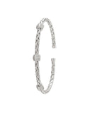 STERLING SILVER RHODIUM PLATED FANCY C.Z CUFF BANGLE