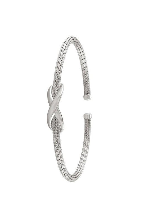 STERLING SILVER RHODIUM "X" BANGLE