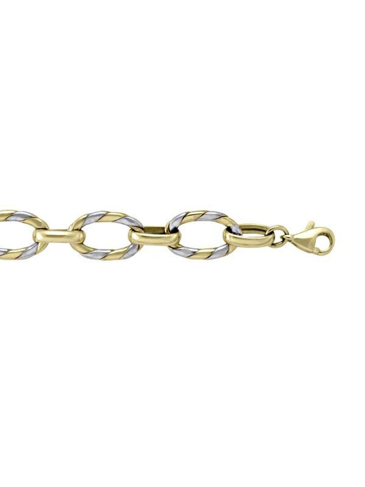 TWO TONE HOLLOW FANCY LINK BRACELET