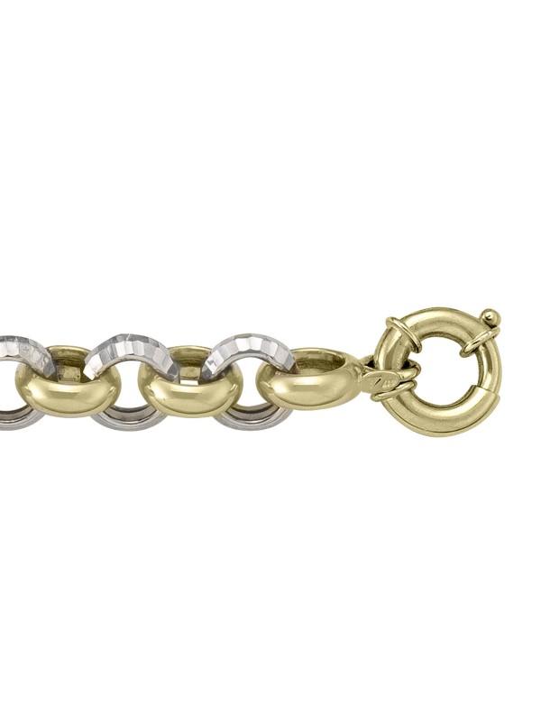 TWO TONE HOLLOW FANCY ROLO BRACELET