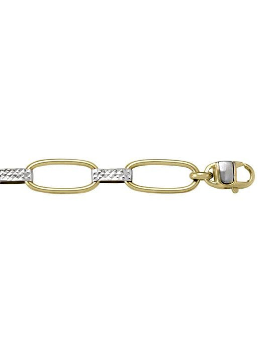 TWO TONE HOLLOW FANCY LINK BRACELET