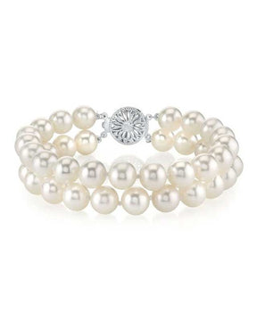 White Freshwater Double Pearl Bracelet