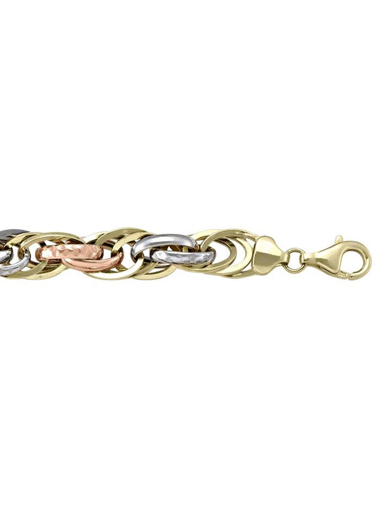 CZB70 - TRI COLOUR HOLLOW FANCY LINK BRACELET