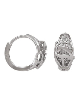 CZE07 - WHITE GOLD CZ HUGGIE HOOP EARRING