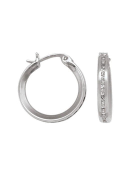 CZE08 - WHITE GOLD CZ HOOP EARRING