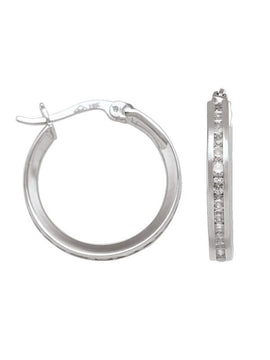 CZE09 - WHITE GOLD CZ HOOP EARRING