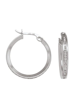 CZE10 - WHITE GOLD CZ HOOP EARRING