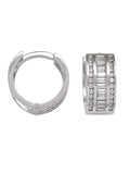 CZE11 - WHITE GOLD CZ HUGGIE HOOP EARRING