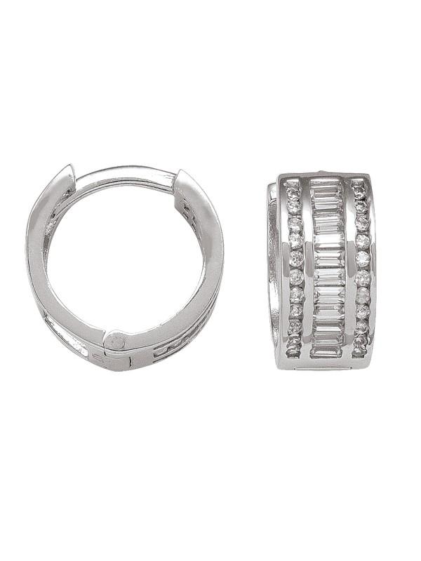 CZE11 - WHITE GOLD CZ HUGGIE HOOP EARRING