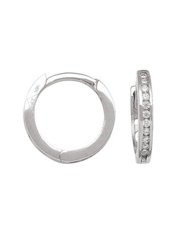 CZE12 - WHITE GOLD CZ HUGGIE HOOP EARRING