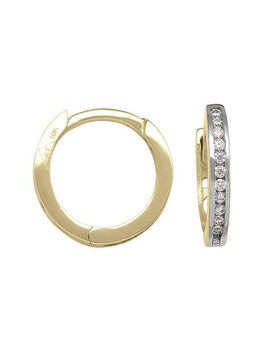 CZE12YG - YELLOW GOLD CZ HUGGIE HOOP EARRING