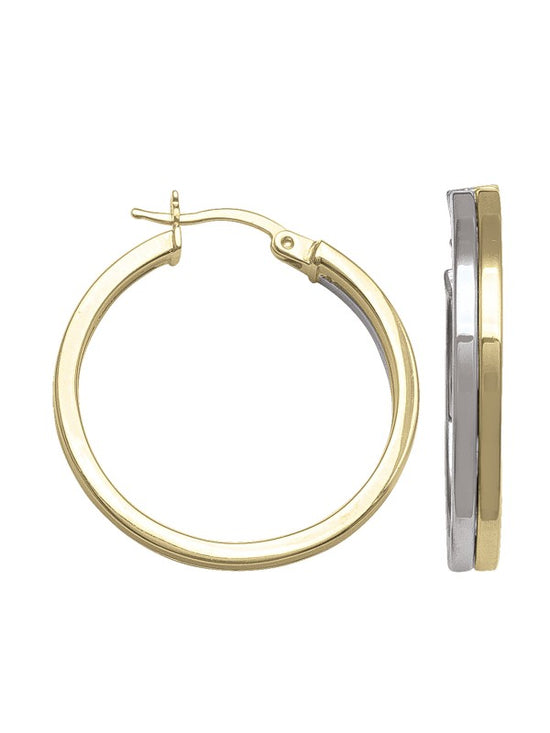 CZE135 - TWO TONE HOOP EARRING