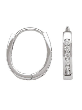 CZE14 - WHITE GOLD CZ HUGGIE HOOP EARRING