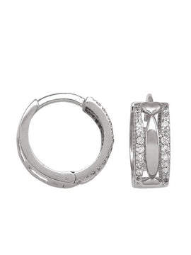 CZE15 - WHITE GOLD CZ HUGGIE HOOP EARRING