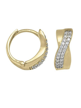 CZE39 - YELLOW GOLD CZ HUGGIE HOOP EARRING