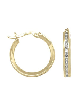 CZE44 - YELLOW GOLD CZ HOOP EARRING