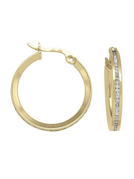 CZE45 - YELLOW GOLD CZ HOOP EARRING