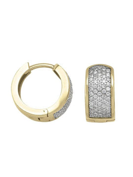 CZE52 - YELLOW GOLD CZ HUGGIE HOOP EARRING