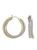 CZE54 - TWO TONE FANCY CZ HOOP EARRING