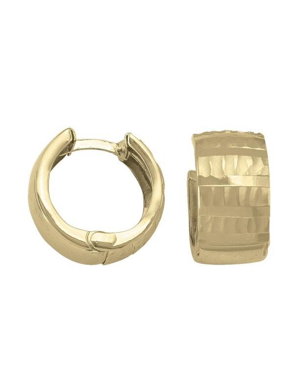 CZE89 - YELLOW GOLD PATTERNED HUGGIE EARRING