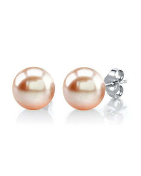 9mm Peach Freshwater Pearl Stud Earrings