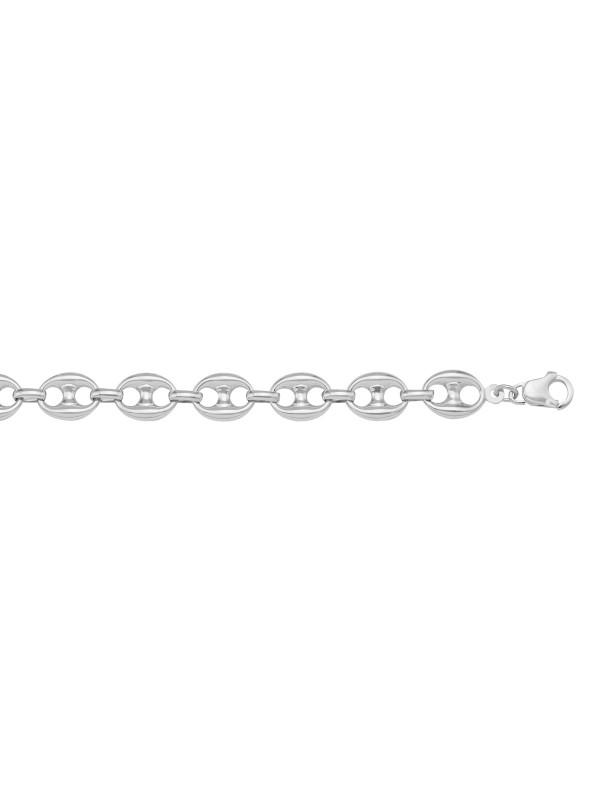 N1044 - WHITE GOLD HOLLOW PUFFED ANCHOR LINK