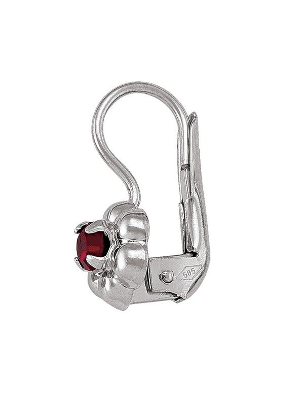 N4328W - WHITE GOLD CRYSTAL BIRTHSTONE FLOWER FRENCH BACK EARRING