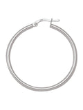 N4632W - WHITE GOLD HIGH POLISH PLAIN 2MM TUBE HOOP EARRING