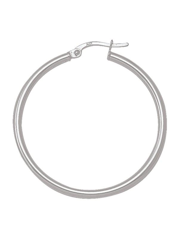 N4632W - WHITE GOLD HIGH POLISH PLAIN 2MM TUBE HOOP EARRING