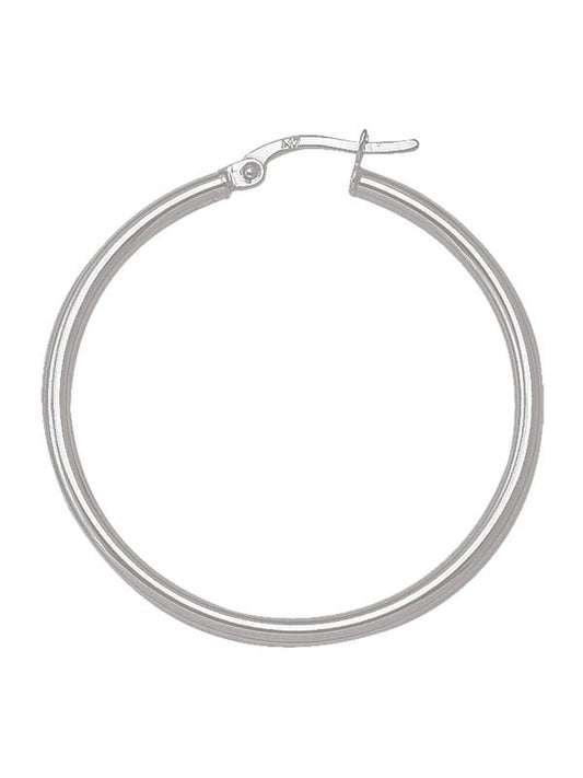 N4632W - WHITE GOLD HIGH POLISH PLAIN 2MM TUBE HOOP EARRING