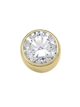 N4961 - YELLOW GOLD 5MM CZ BEZEL STUD EARRING