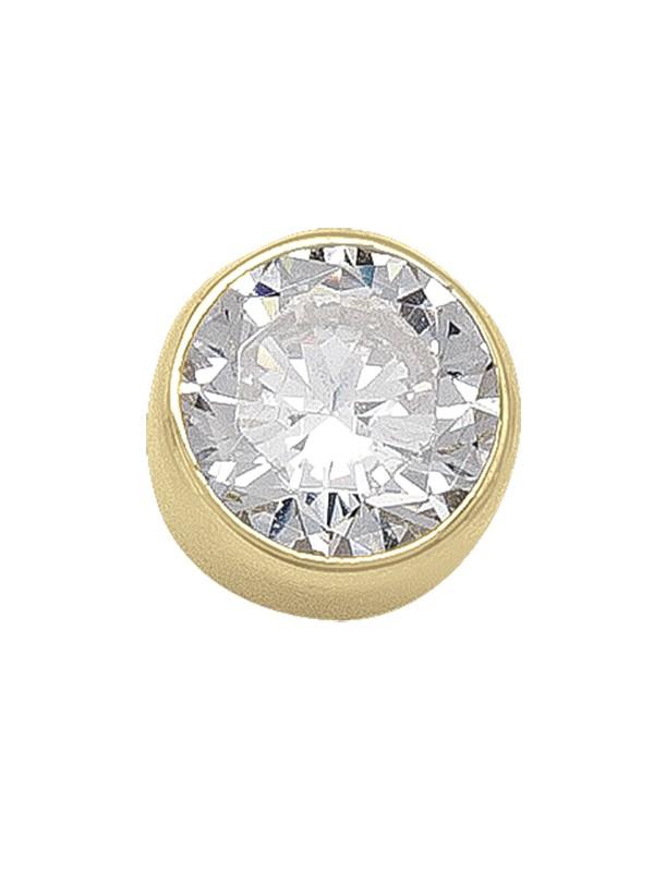 N4962 - YELLOW GOLD 6MM CZ BEZEL STUD EARRING