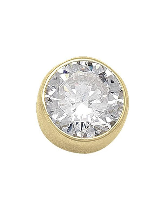 N4962 - YELLOW GOLD 6MM CZ BEZEL STUD EARRING