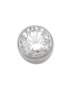 N4964 - WHITE GOLD 5MM CZ BEZEL STUD EARRING