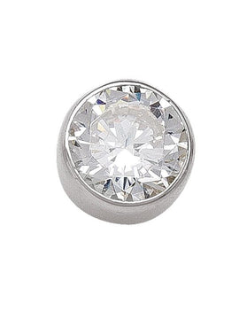 N4965 - WHITE GOLD 6MM CZ BEZEL STUD EARRING