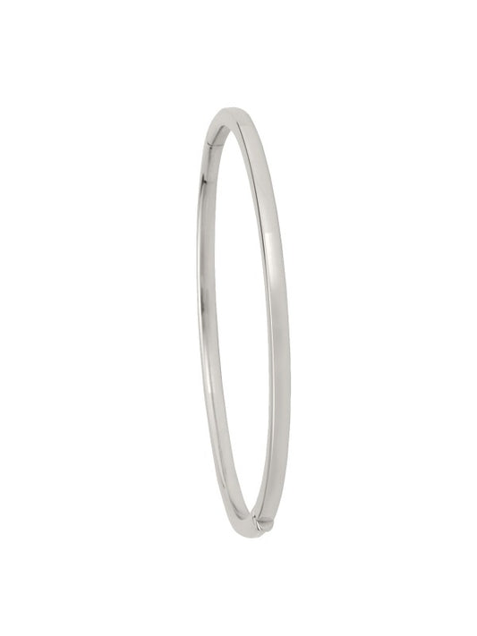 N5708W - WHITE GOLD SQUARE TUBE HIGH POLISH HOLLOW BANGLE