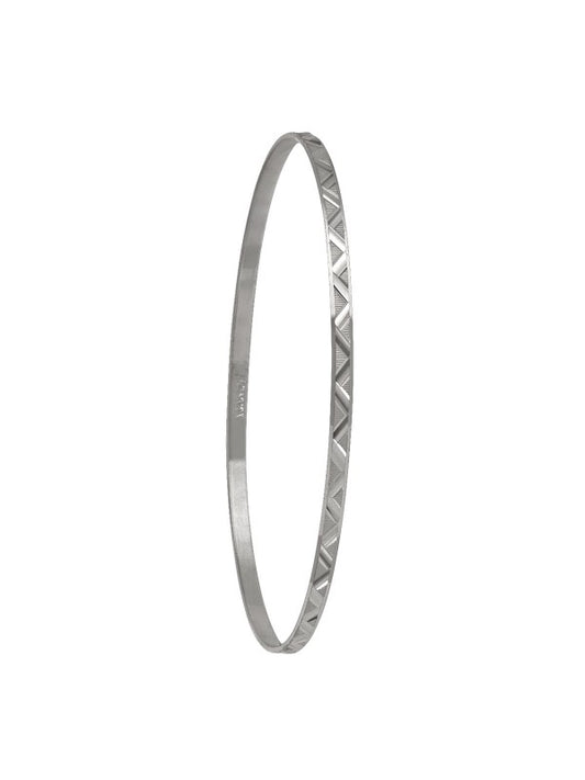 N5901W - 2MM WHITE GOLD DIAMOND CUT SLIP ON BANGLE