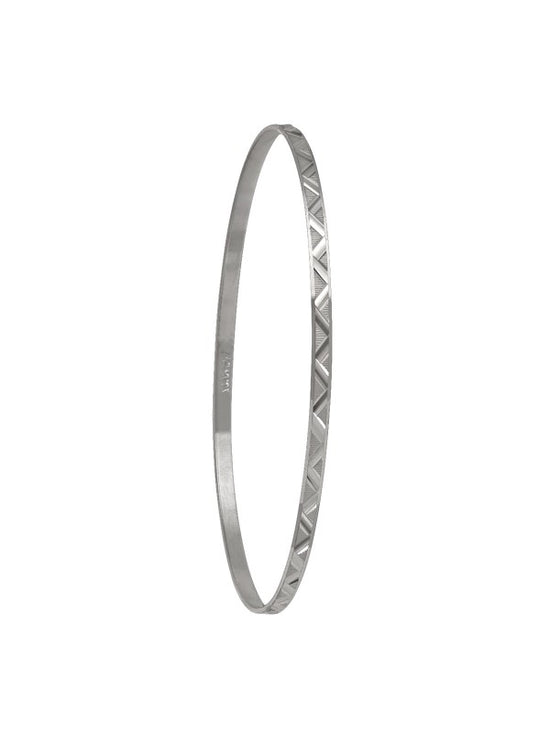 N5901W - 2MM WHITE GOLD DIAMOND CUT SLIP ON BANGLE