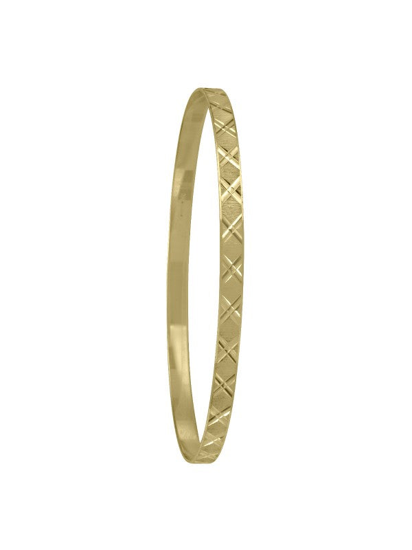 N5903 - 4MM YELLOW GOLD DIAMOND CUT SLIP ON BANGLE